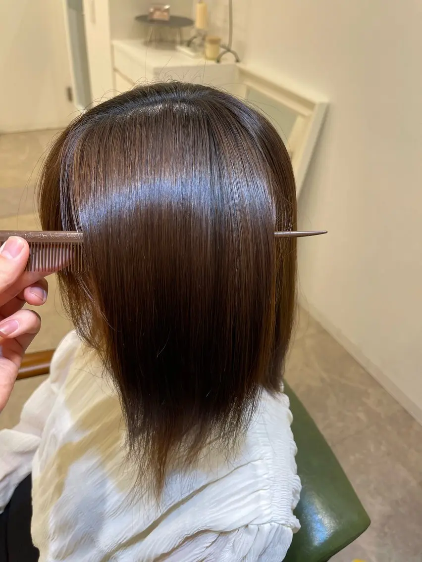 ミディアム 縮毛・酸性ストレート モデル募集のヘアスタイル