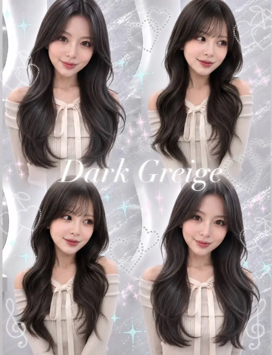 セミロング カラー ヘアアレンジ 黒髪 ブルーカラー ブルーブラック 透明感カラー ダークグレー ヘアカラー 🖤kana韓国ヘア 艶髪カラー特化🖤のヘアスタイル