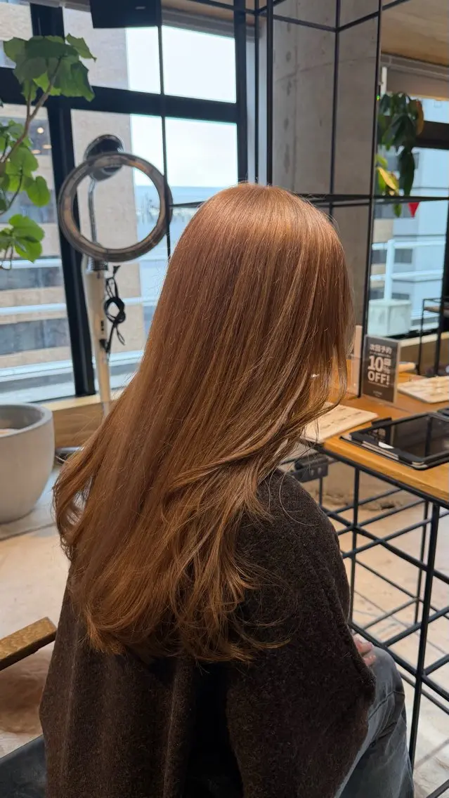 ロング ヘアカラー トリートメント 縮毛矯正/ベージュ 新潟/レイヤー/有紗のヘアスタイル