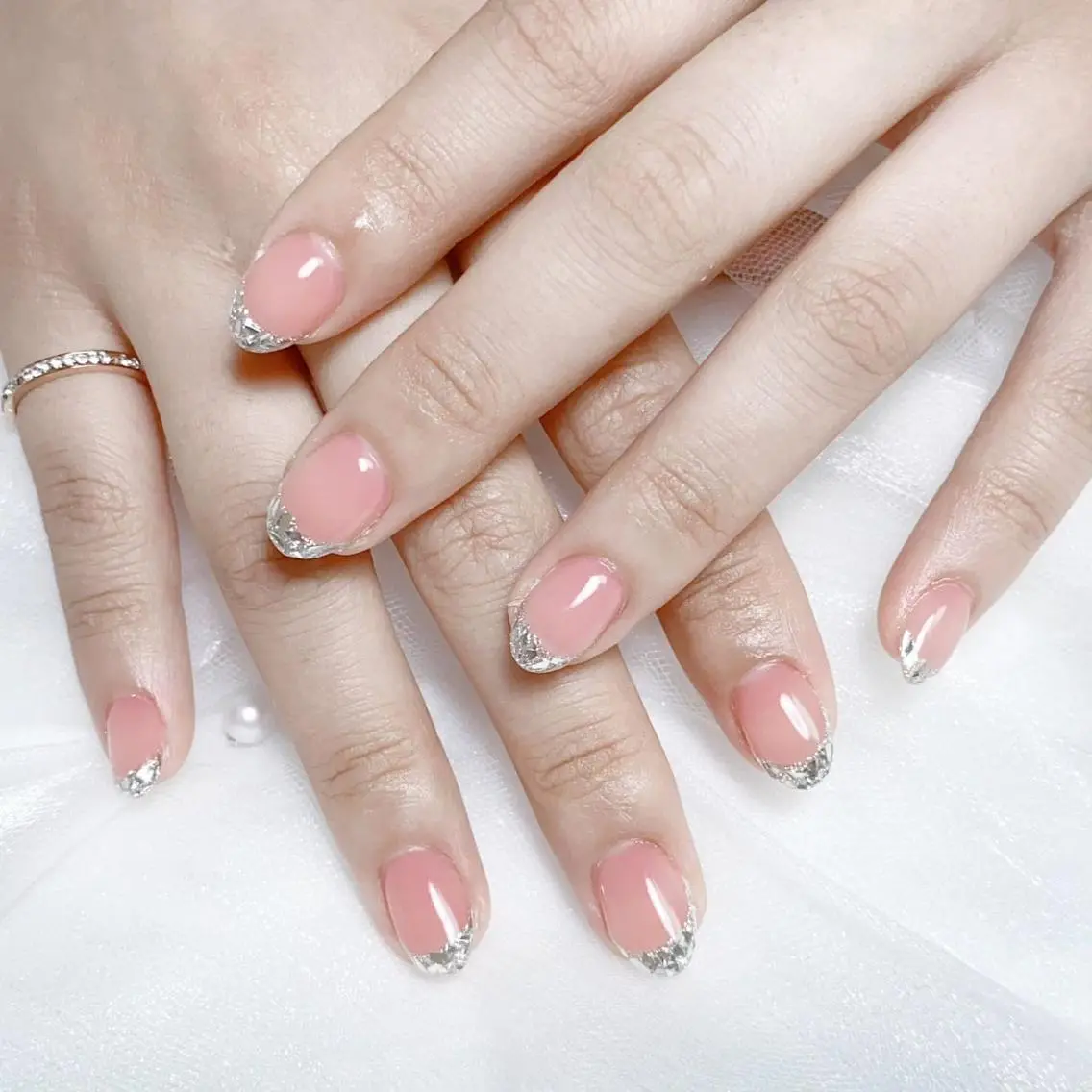 メンズ ネイル フレンチネイル ガラスフレンチ ハンドネイル Nail salon 木にいるのネイルデザイン
