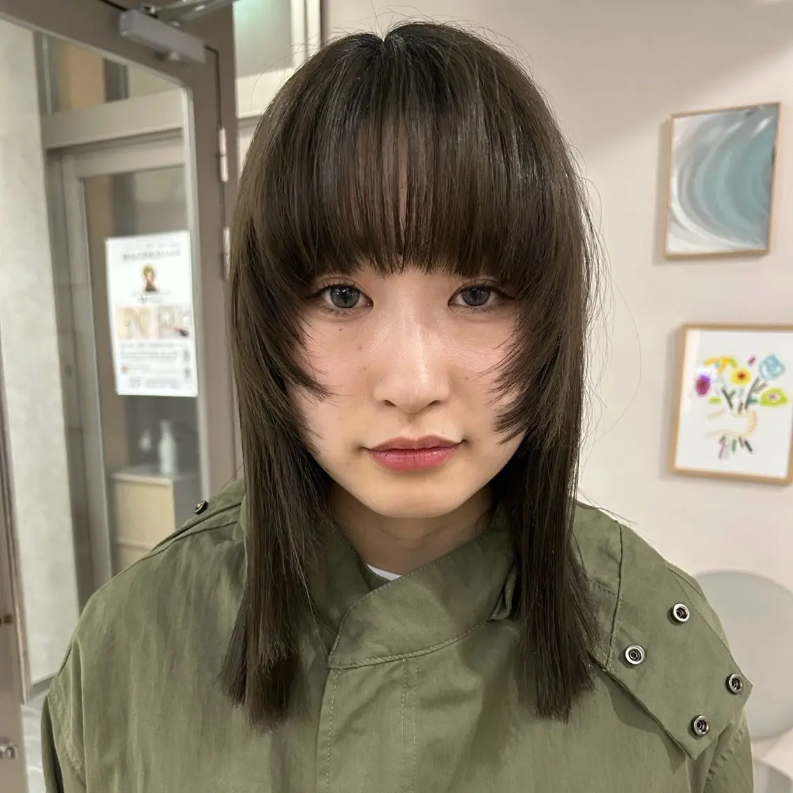 ミディアム カラー グレージュ ヘアカラー カットモデル yumekaのヘアスタイル