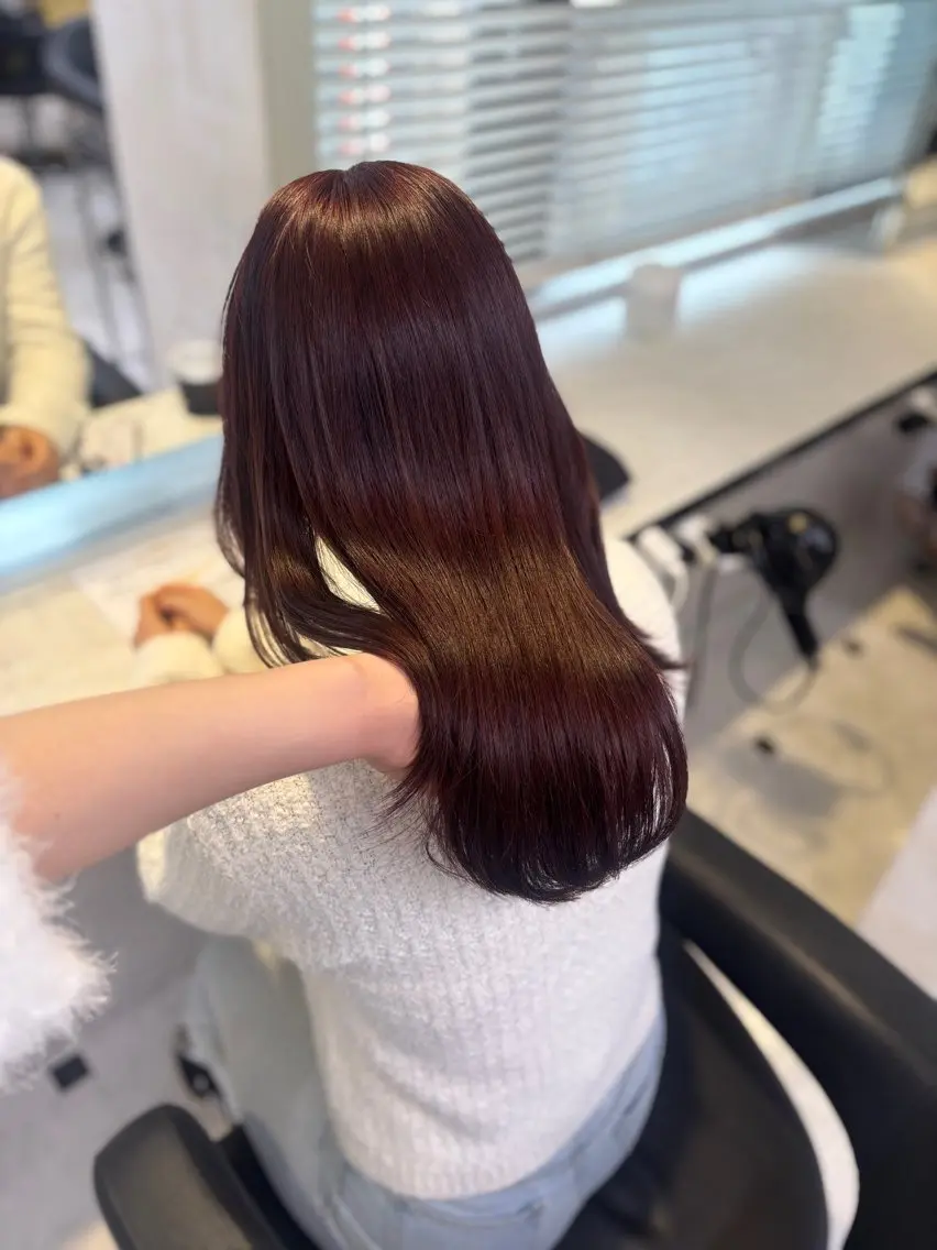 セミロング ヘアカラー トリートメント ヘッドスパ ヘアセット ♥️韓国風透明感 暖色misa♥️のヘアスタイル