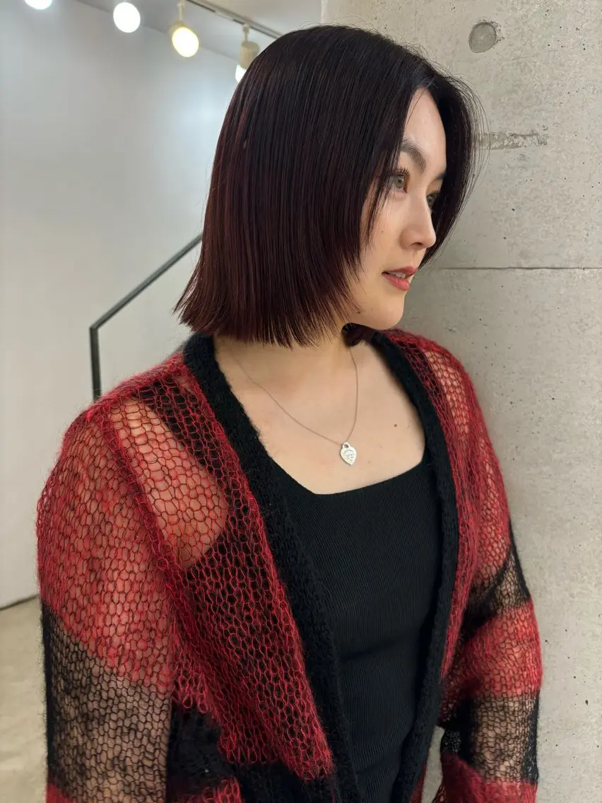ミディアム カラー カット ヘアカラー トリートメント オカモト ハルカのヘアスタイル