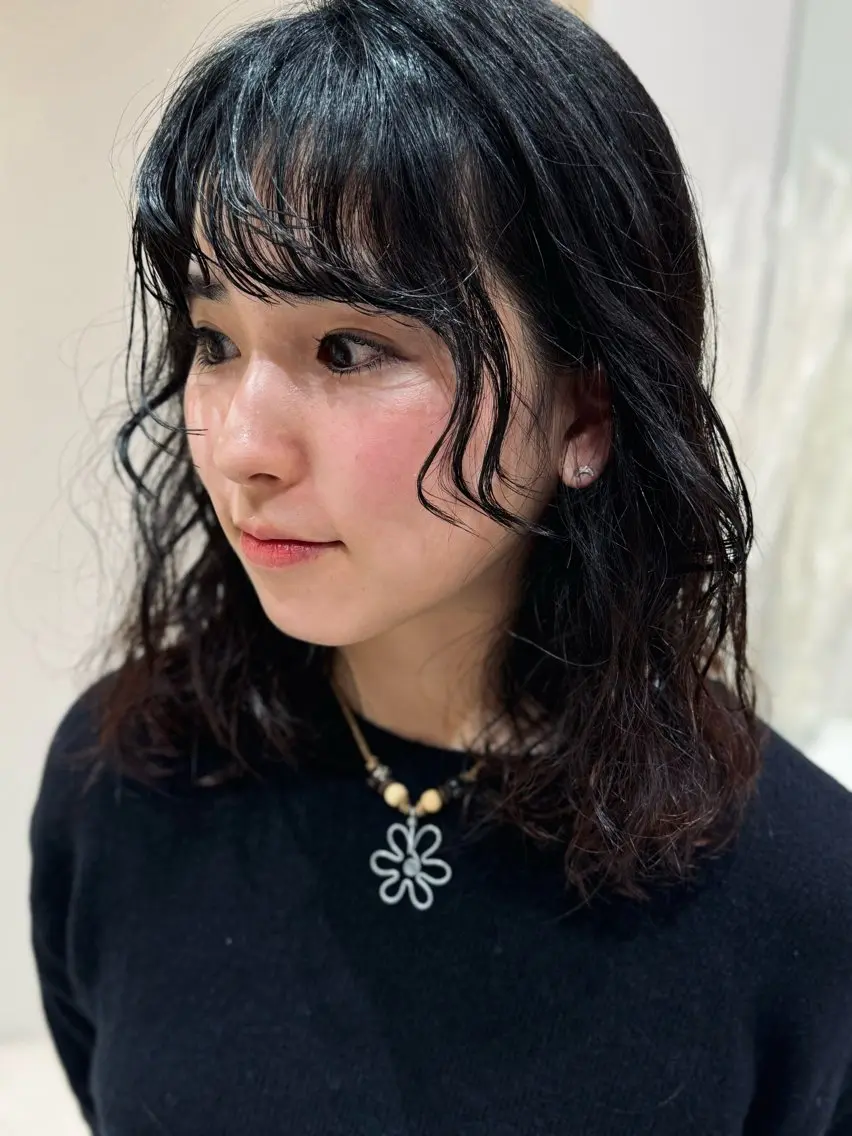 セミロング カット ヘアカラー パーマ 🩵縮毛矯正・ボブ 岩原朋也🩵のヘアスタイル