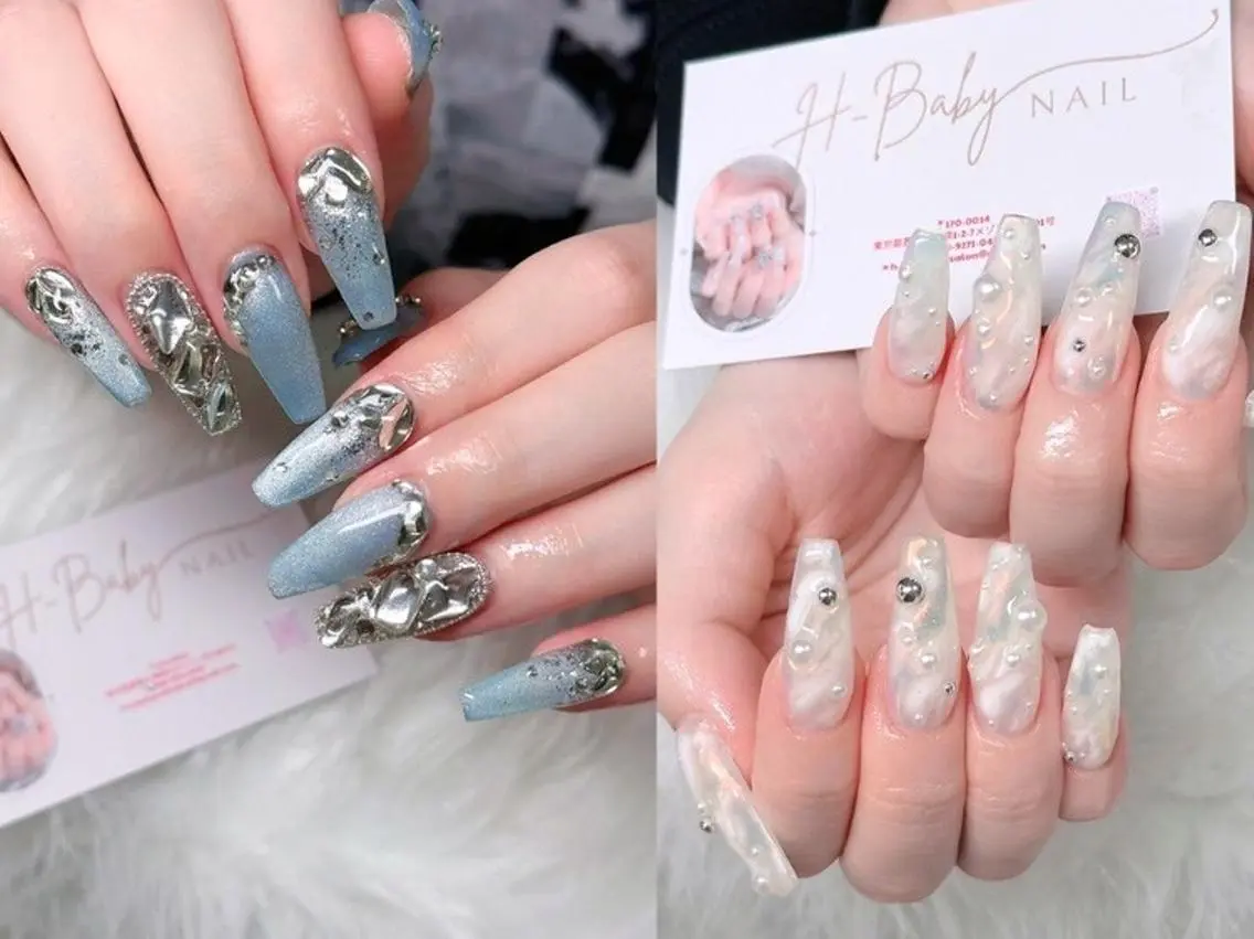 ネイル フレンチネイル ガーリー キラキラネイル ピンク 春ネイル ハンドネイル Hbaby nailのネイルデザイン