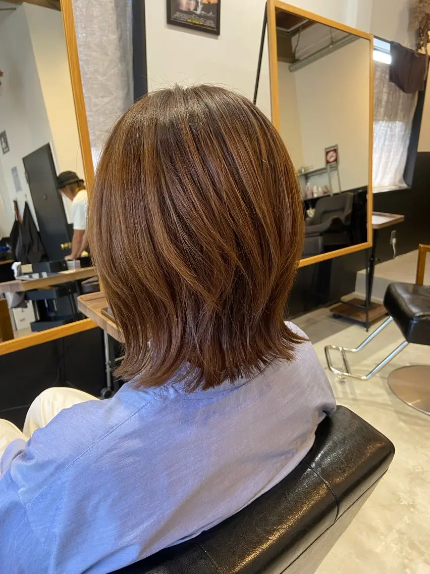 ミディアム ボブレイヤー ボブ レイヤーカット カット ヘアカラー 💫縮毛矯正/ カット💫徳永あい子のヘアスタイル