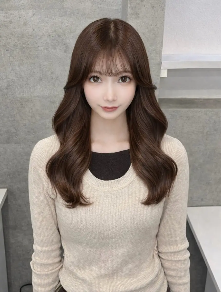 ロング カラー カット ヘアカラー 新宿美容院 ダブルカラーのヘアスタイル