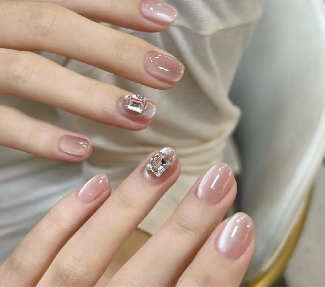 ネイル アートネイル オーロラネイル チークネイル フレンチネイル ガラスフレンチ 🎀🎀YooLi Nail Salonのネイルデザイン