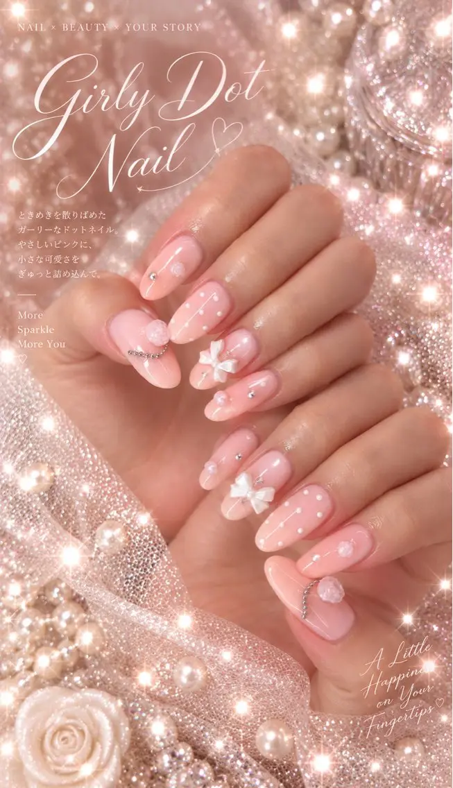 ネイル アートネイル 長さ出し ガーリー 韓国ネイル マグネットネイル mii/ naru nailのネイルデザイン