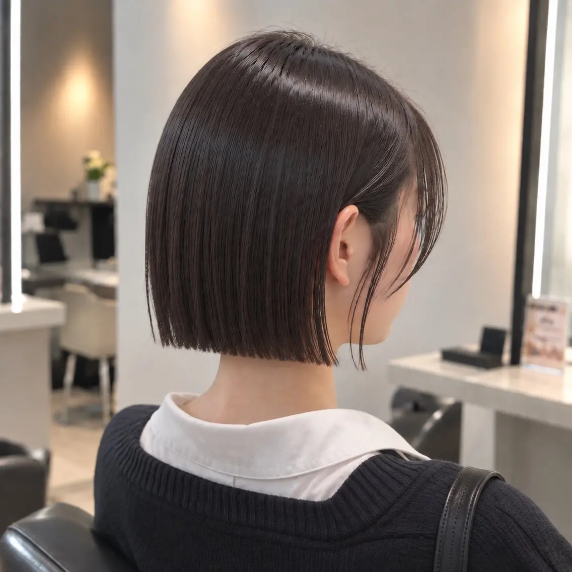 🌿【ボブにしたい方】縮毛矯正+似合わせカット✨丸みのある艶ボブの写真