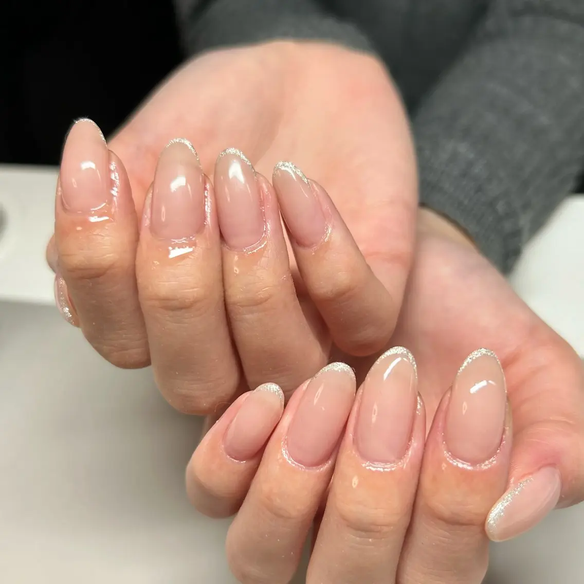 ネイル フレンチネイル ラメ(グリッター) ハンドネイル Natsu nailのネイルデザイン