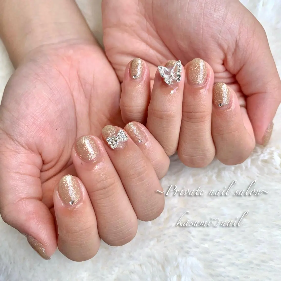 ネイル アートネイル ラメ(グリッター) マグネットネイル ミラーネイル 持ち込み KASUMI♡ Nailのネイルデザイン