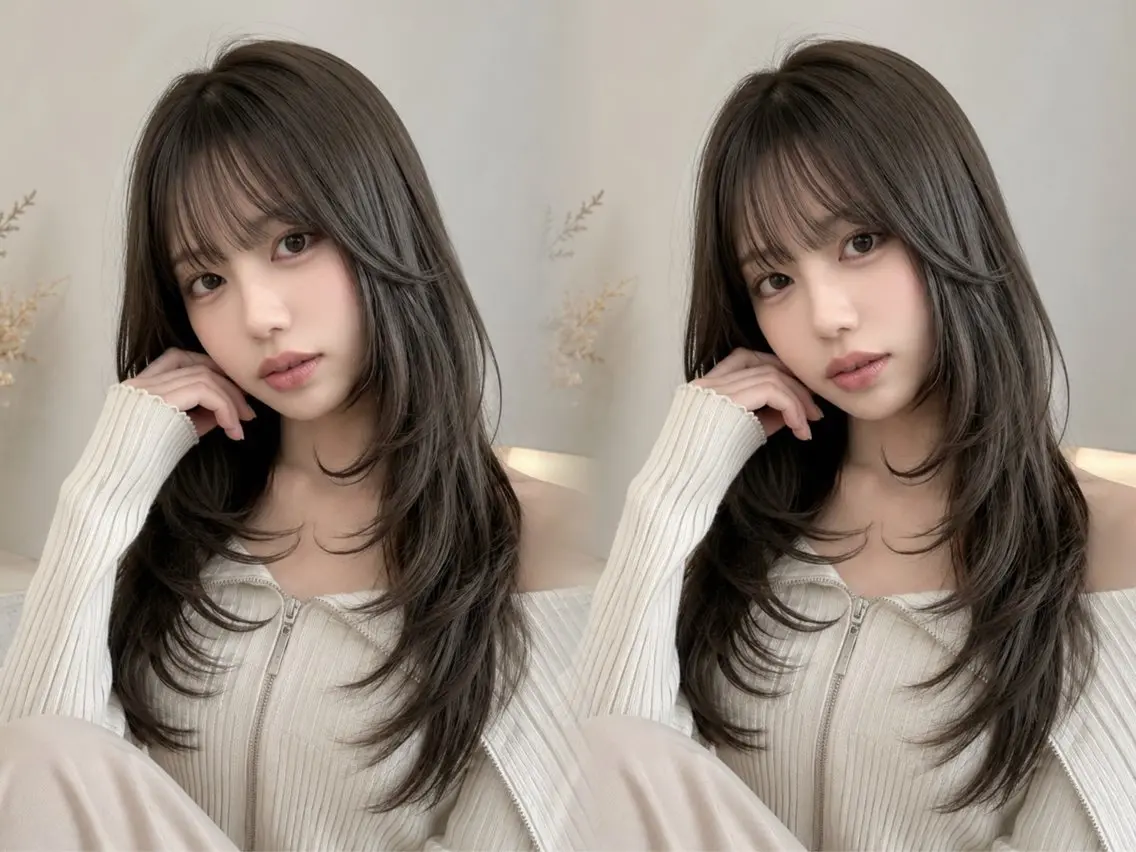 ロング カラー カット ヘアカラー トリートメント 🦋韓国風レイヤー/ 艶髪矯正🦋凛太郎のヘアスタイル