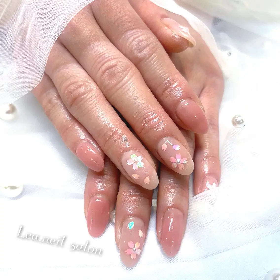 ネイル 桜ネイル 大波 万桜のネイルデザイン