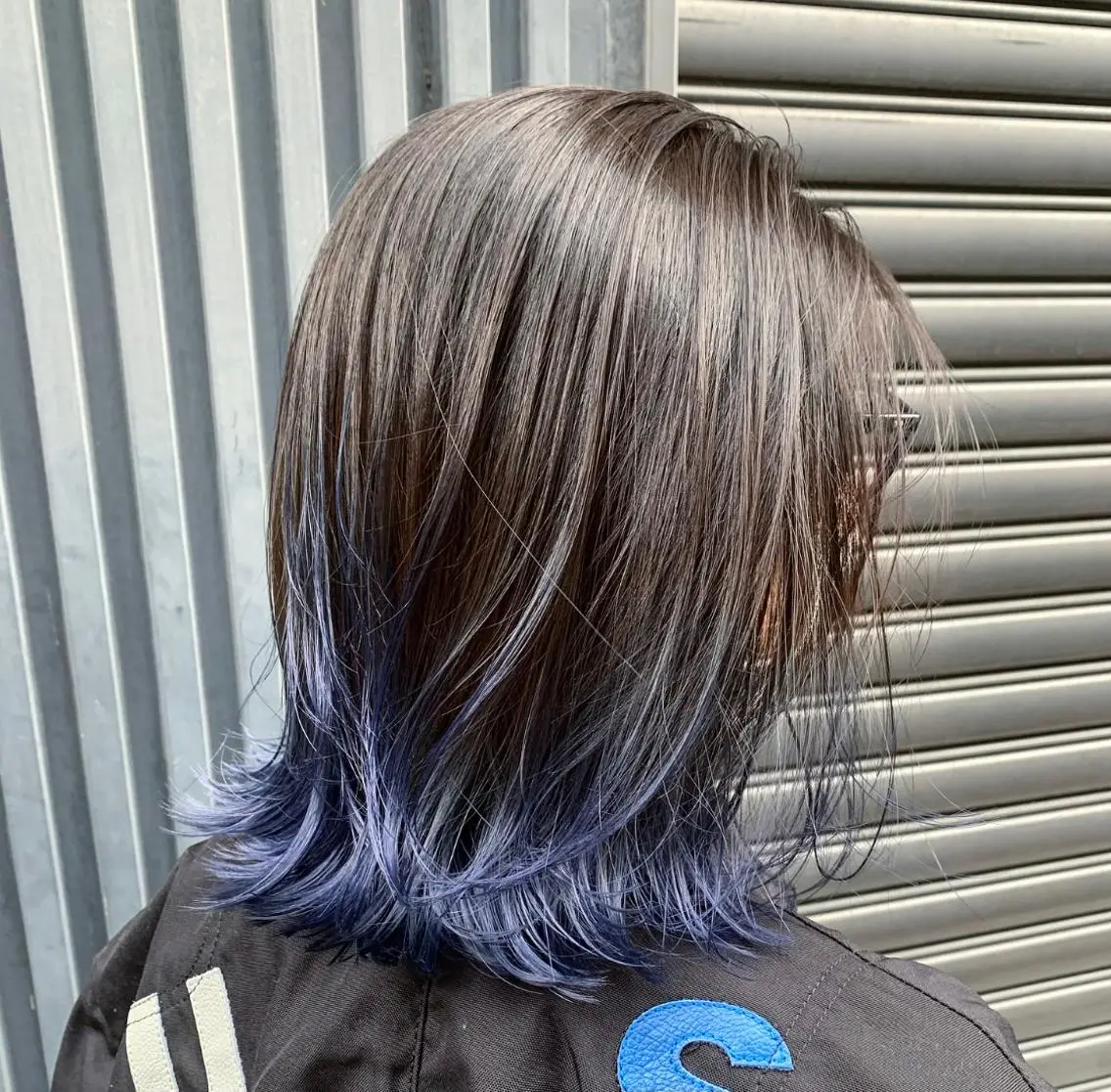 ミディアム カラー ブルーカラー グラデーションカラー box mico. mutsumiのヘアスタイル
