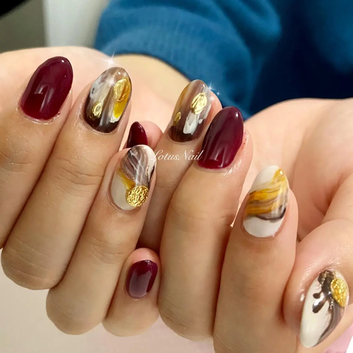 ネイル 大理石ネイル(マーブル) バレンタイン Lotus Nailのネイルデザイン