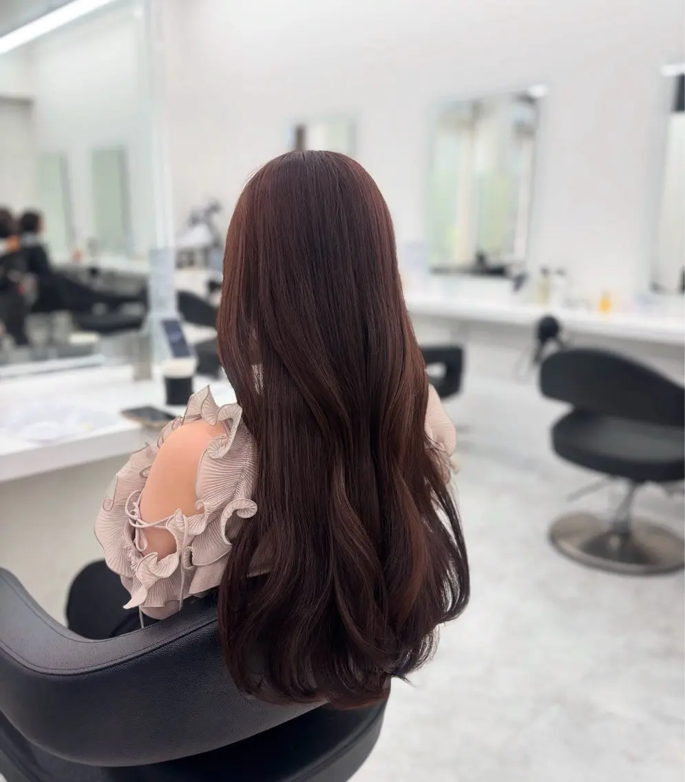 ロング カラー ブリーチ ブラウンカラー 透明感カラー ブリーチなしカラー 韓国風ヘア ヘアカラー トリートメント 🤍MAYUKA🤍 レイヤー/ブラウンのヘアスタイル