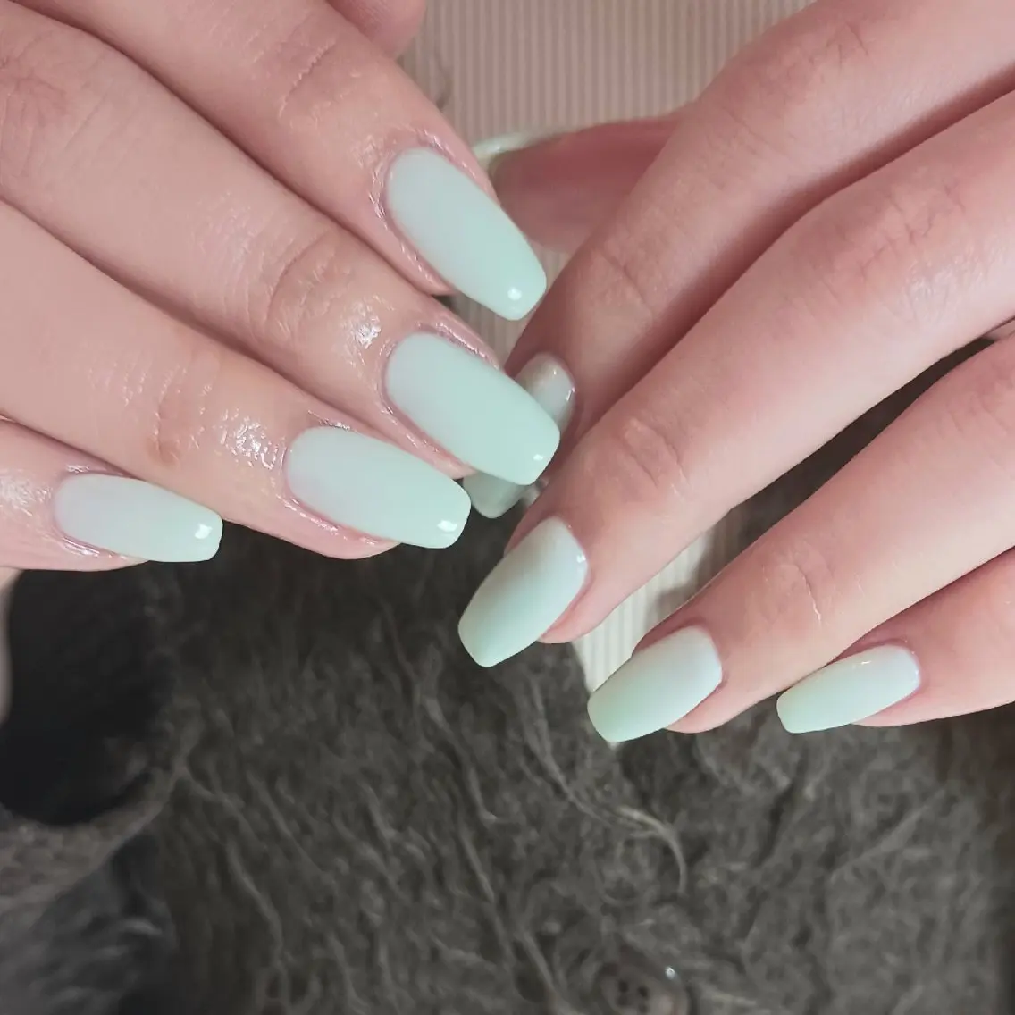 ネイル グリーン 持ち込み ワンカラーネイル パステルネイル 春ネイル ハンドネイル owlnail /持込みデザイン専門のネイルデザイン