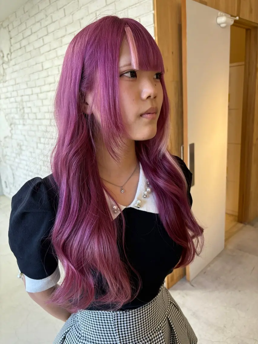 セミロング カラー ブリーチ ケアブリーチ ダブルカラー ブリーチなしカラー エクステ ヘアカラー nameless髪質 改善ブリーチ心斎橋のヘアスタイル
