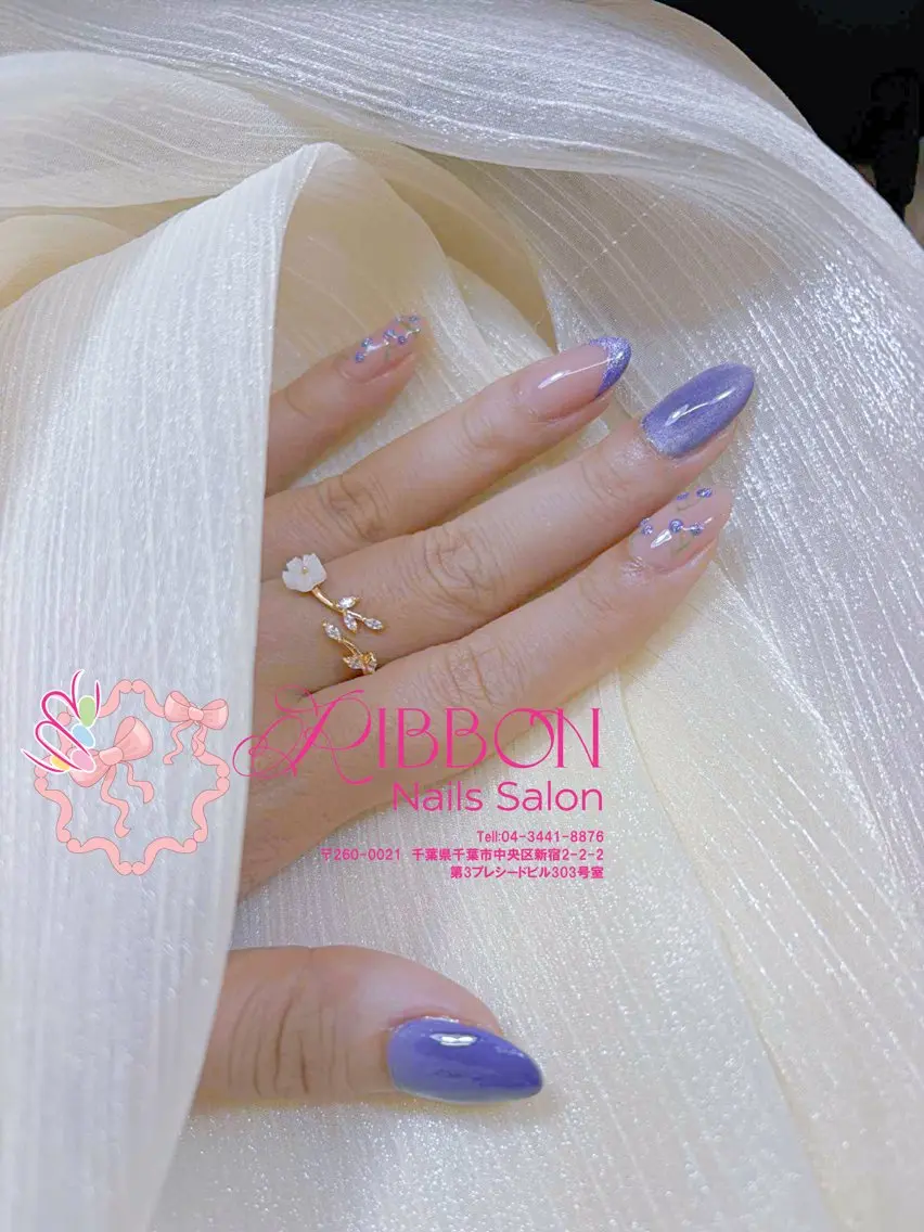 ネイル フレンチネイル マグネットネイル Ribbonnail salonのネイルデザイン