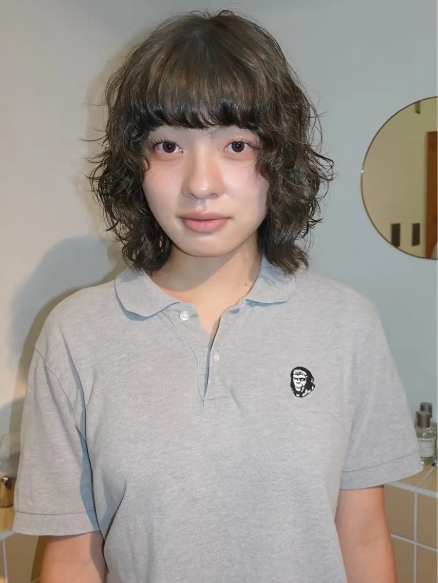 ミディアム カラー パーマ 透明感カラー ヘアカラー haruno/立川/ モデル募集中🥕のヘアスタイル