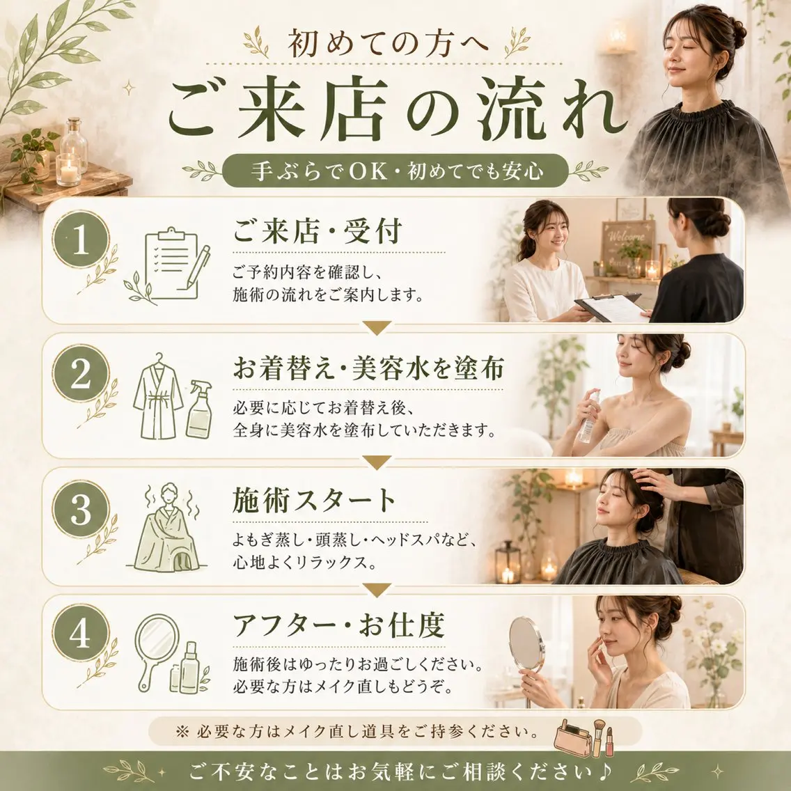 よもぎ蒸し&ヘッド スパ ピュアリッチのエステ・リラクイメージ