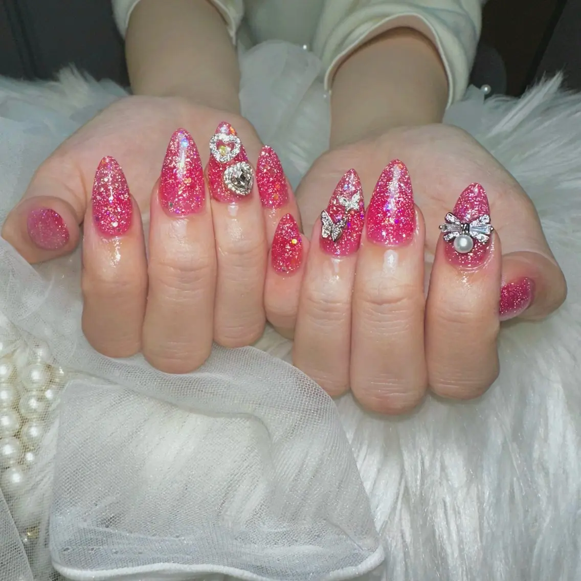 ネイル ラメ(グリッター) スカルプネイル ハンドネイル Feel♡ JYURIAのネイルデザイン