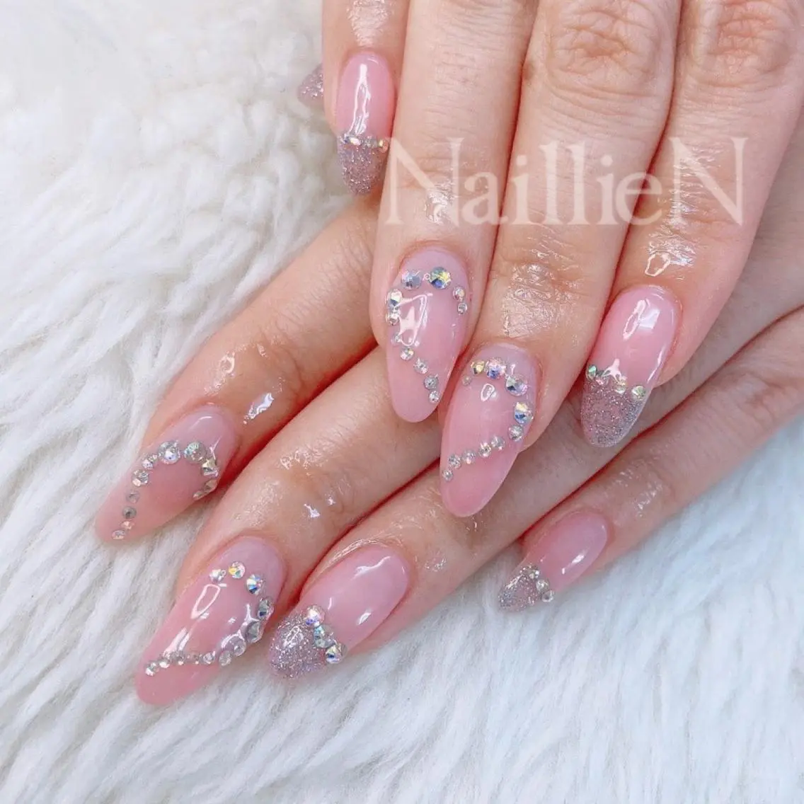 ネイル フラッシュネイル 韓国ネイル ピンク ハンドネイル Nail lieNのネイルデザイン