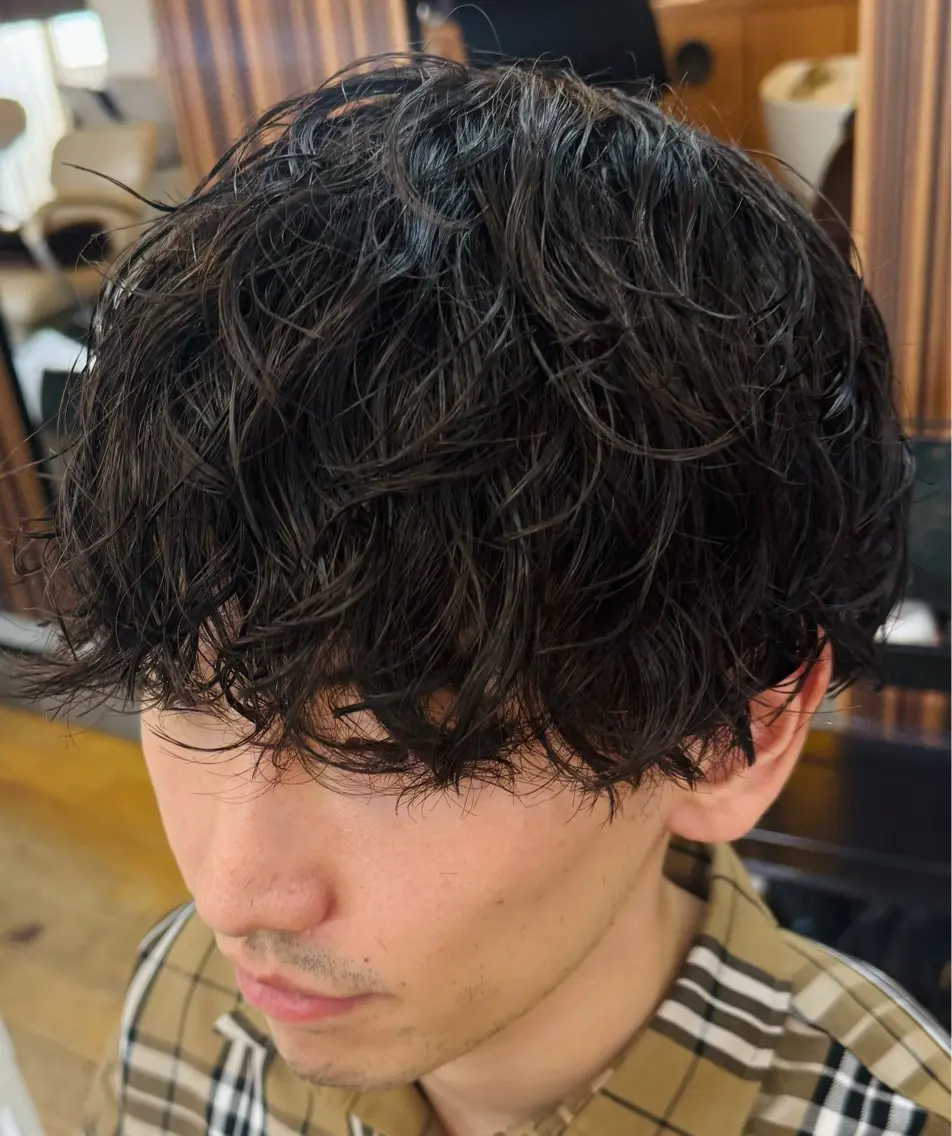 ミディアム カット パーマ 焼津メンズパーマ特化 大石雄生のヘアスタイル