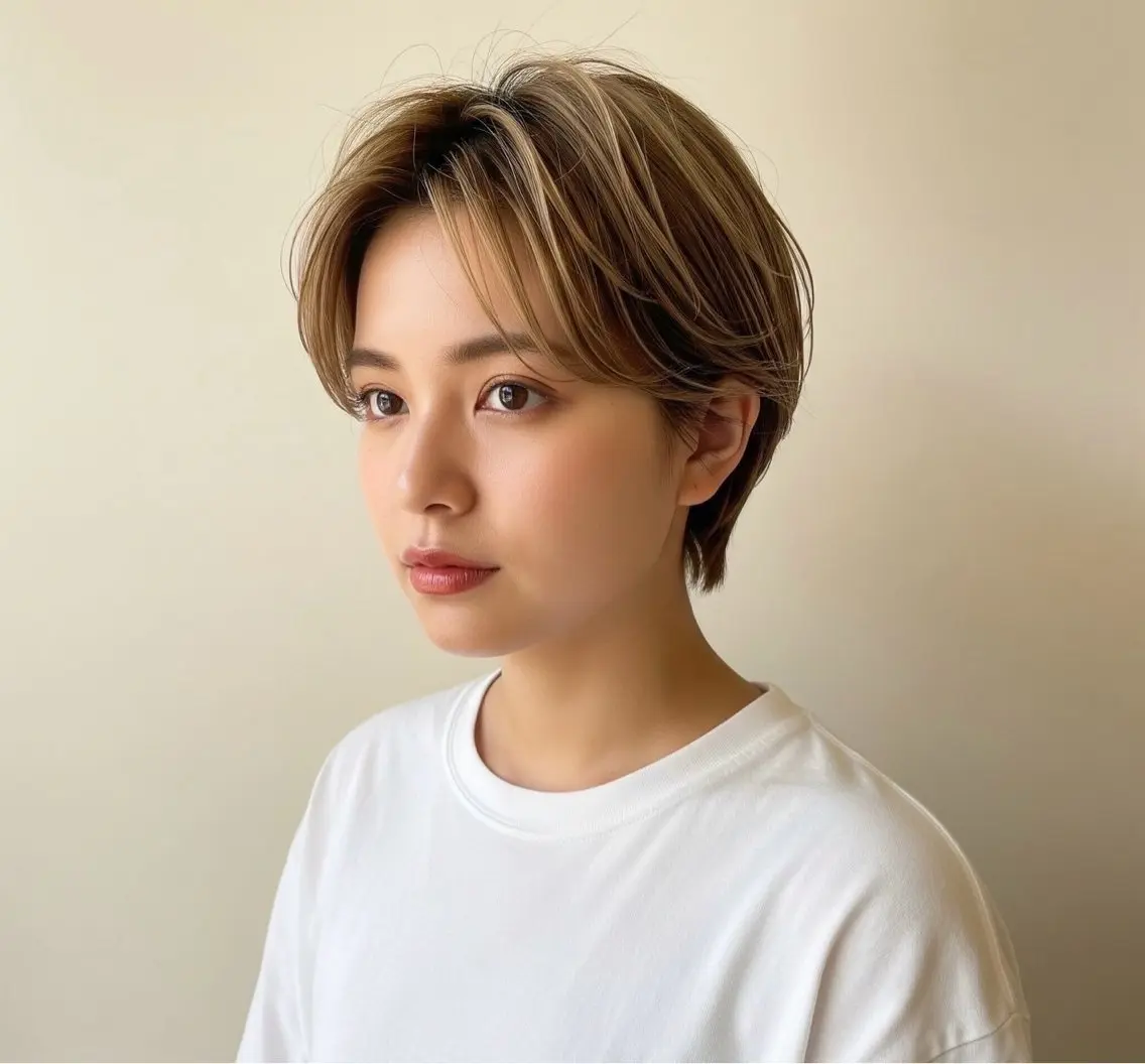 ショート カラー パーマ ハンサムショート かきあげバング ショートヘア ✱リンクスハート✱ ✱島岡　茉生✱のヘアスタイル