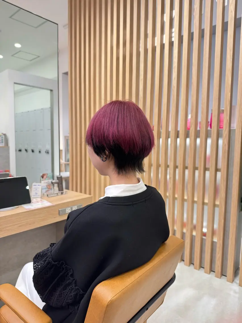 ショート カラー 黒髪 レッドカラー けー すけのヘアスタイル