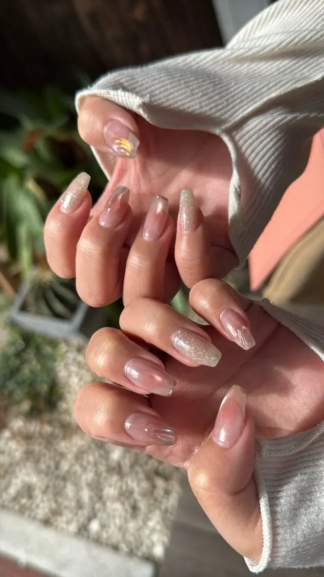 ネイル フラッシュネイル フラッシュマグ フットネイル フレンチネイル 韓国ネイル SAKU nail 作島茜のネイルデザイン
