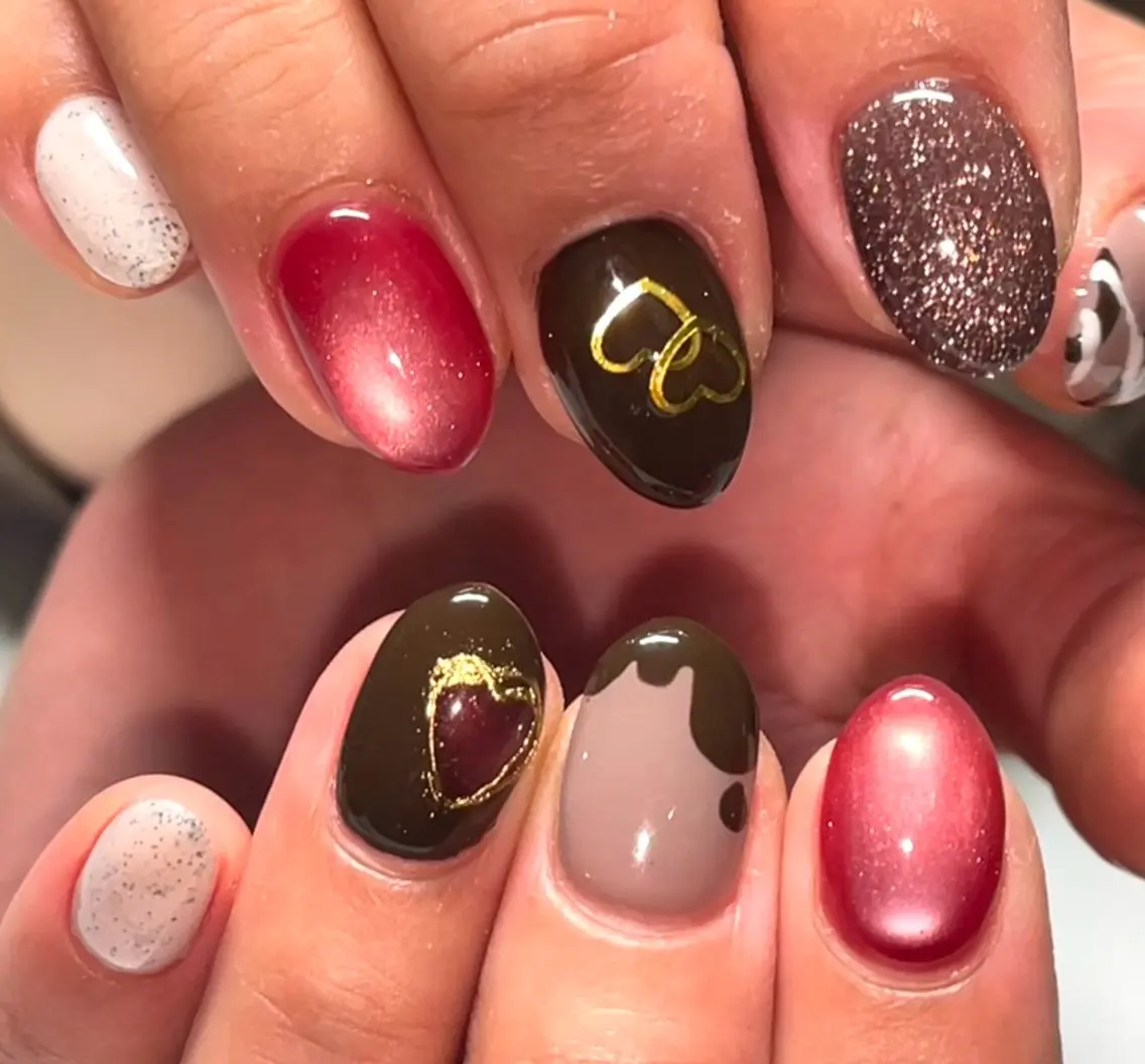 ネイル バレンタイン ハンドネイル Nail Salon Pure のぞみのネイルデザイン