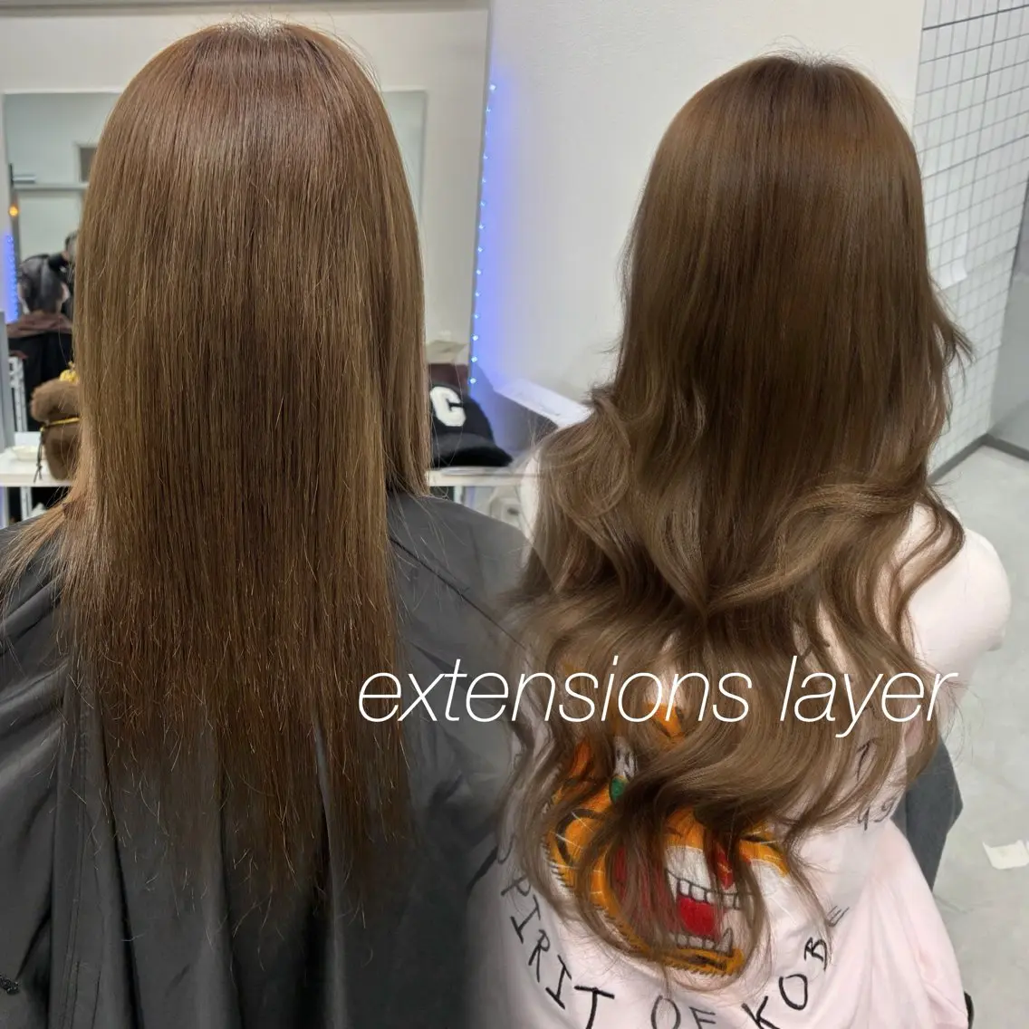 セミロング シールエクステ エクステ レイヤーカット カット ヘアカラー エクステ 縮毛矯正/エクステ レイヤーカット/達也のヘアスタイル