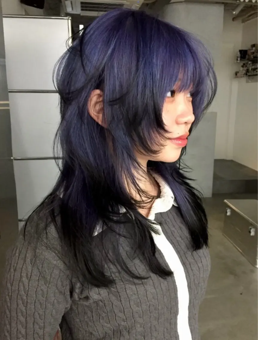 ロング カラー デザインカラー ハイトーンカラー ボブ ハッシュカット レイヤーカット ヘアカラー 福岡似合わせレイヤー /ウルフ/ハイトーンのヘアスタイル