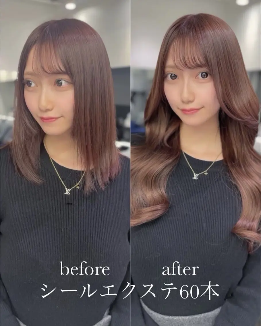 【"顔出しOKな方"限定クーポン🥀】美髪艶カラー&最高級シールエクステ40本の写真