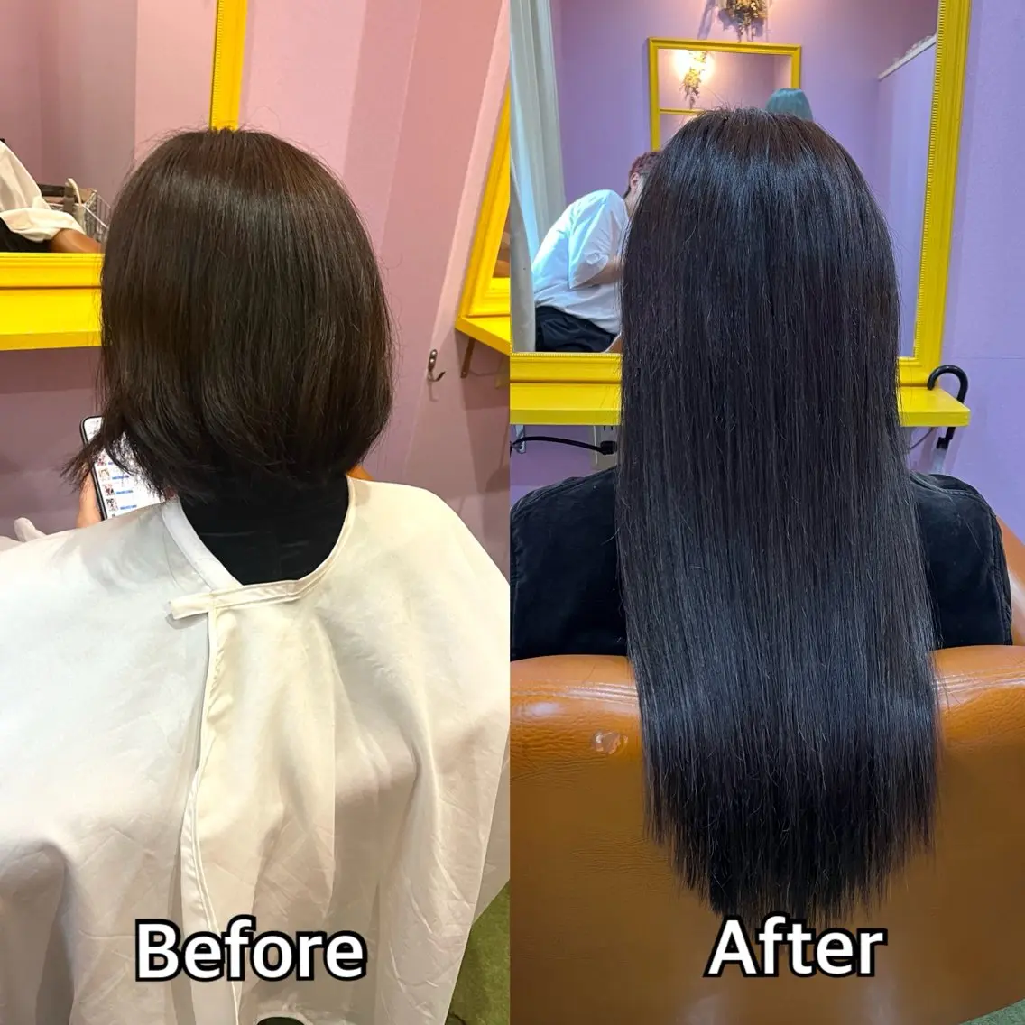 ロング カラー+ちび編み込み エクステ梅田🐨のヘアスタイル