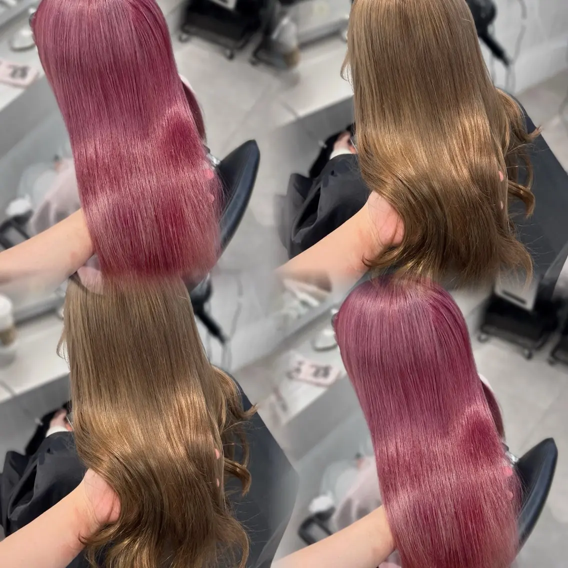 ロング ヘアカラー ハイトーン デザインカラーのヘアスタイル