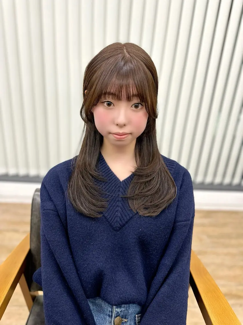 ロング カラー パーマ ヘアアレンジ メンズ キッズ レイヤーカット／ 巻ける縮毛矯正のヘアスタイル