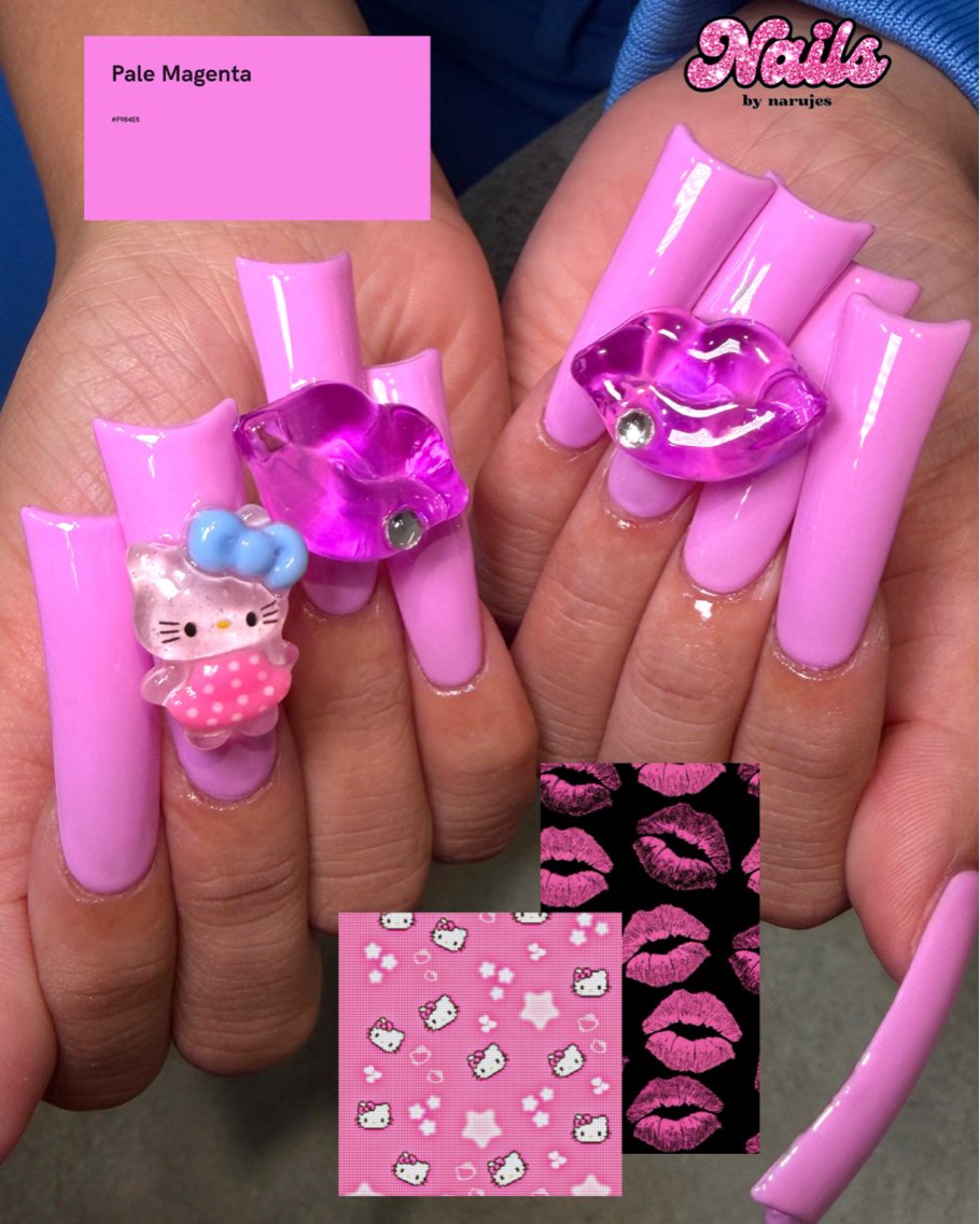 ネイル ロングネイル ピンク ギャルネイル🧸💖 narujesのネイルデザイン