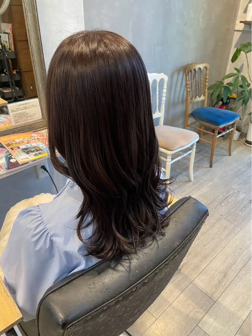 セミロング カラー カット ヘアカラー イシヅカ ココロのヘアスタイル