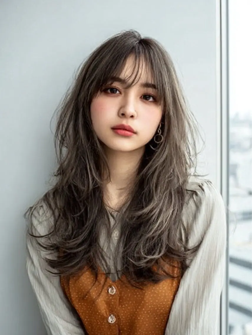 ロング カラー ヘアカラー 🍒モテ暖色カラー × うる艶✧ ゆなのヘアスタイル