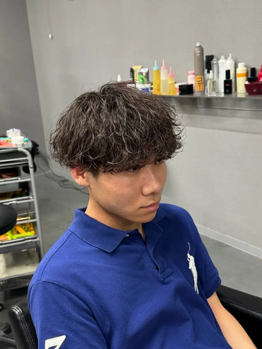 ショート パーマ メンズ 波巻きパーマ カット パーマ 原田 尚満 メンズヘア特化のヘアスタイル