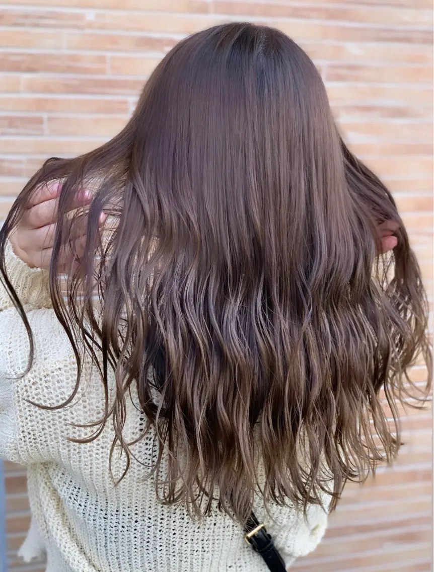 ロング ボブ ハイライト 髪質改善 韓国風ヘア レイヤーカット メンズスタイル バレイヤージュ　齋藤のヘアスタイル