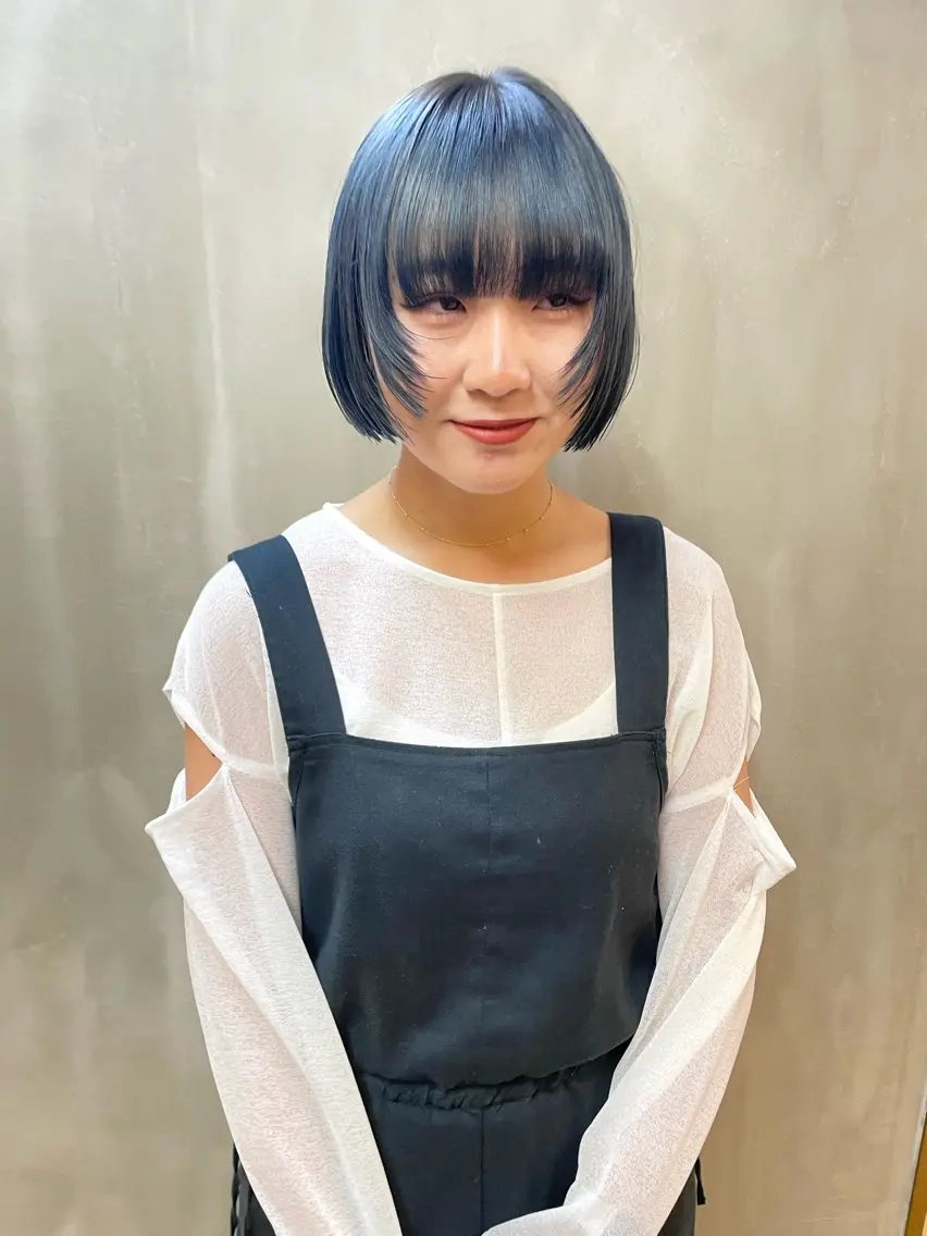 ミディアム カラー パーマ ヘアアレンジ メンズ ブルーカラー ブルーグレー ブルーグレージュ グレージュ tatsumi/ボブ ウルフ/レイヤーのヘアスタイル