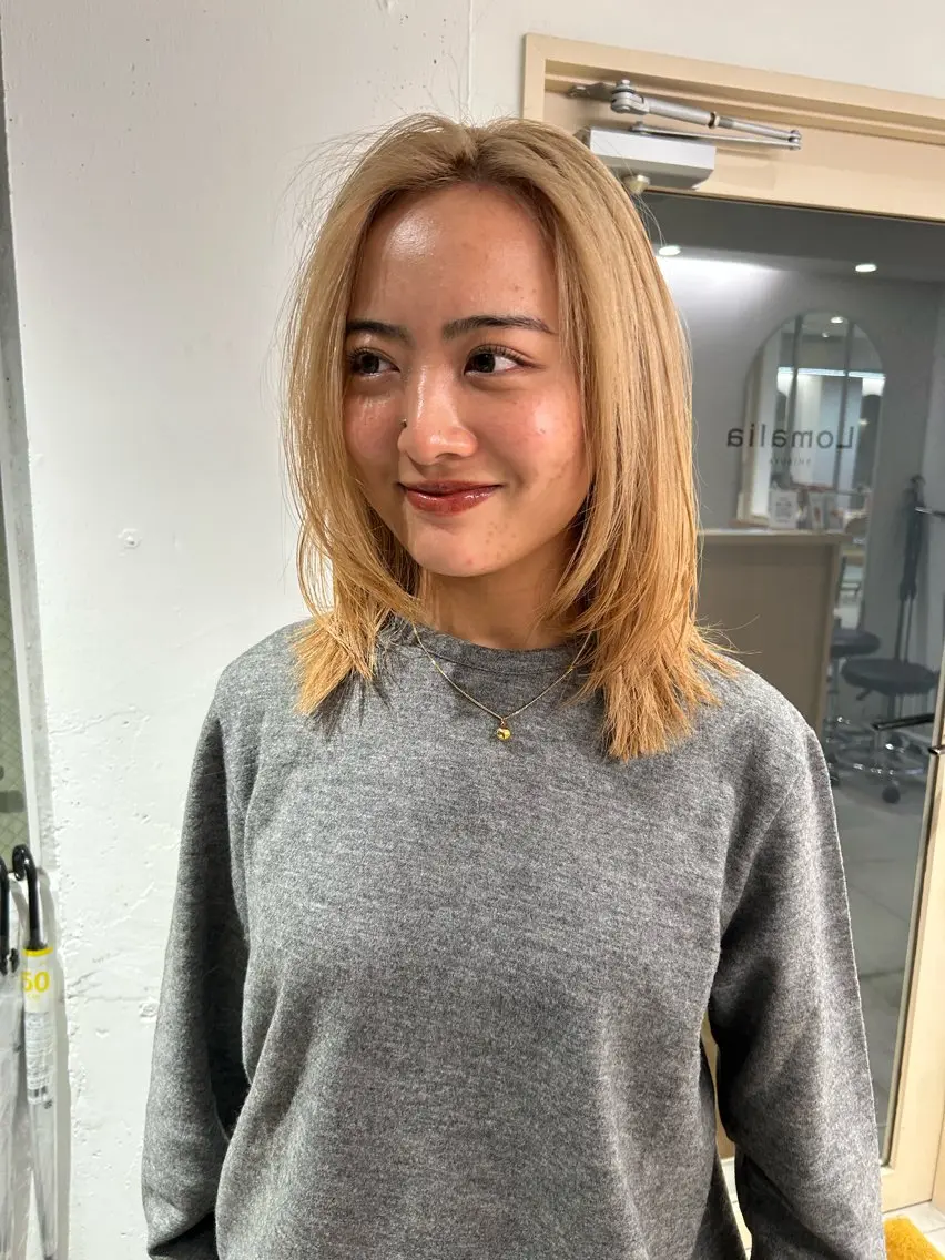 セミロング カラー ヘアカラー トリートメント ケアパーマ/ケアブリ ーチdaisukeのヘアスタイル