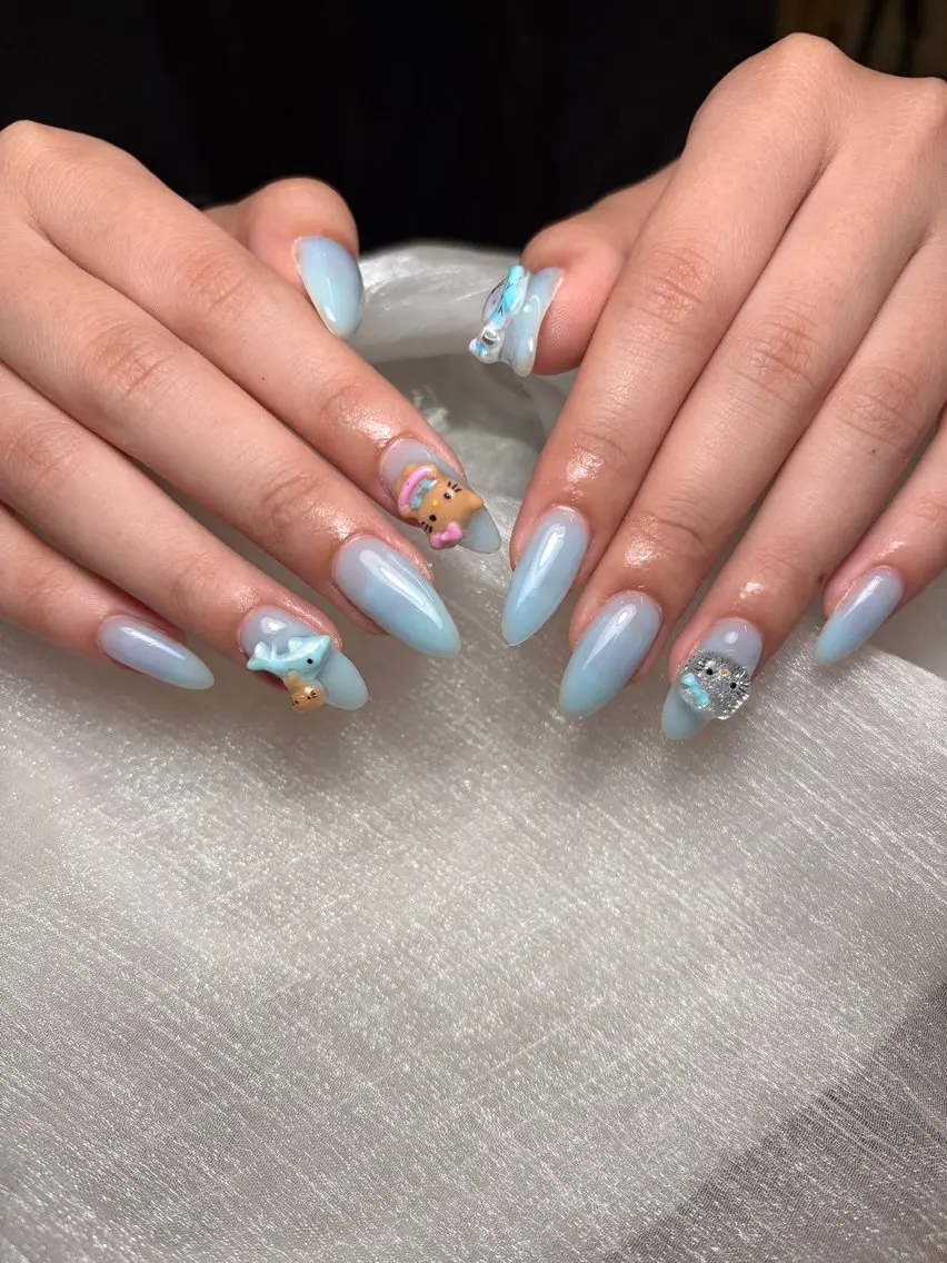 ネイル ハンドネイル フットネイル ユリ🎀長さだし/ パラジェル/持ち込みのネイルデザイン