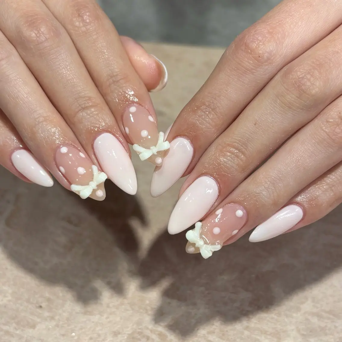 ネイル ドット 持ち込み ピンク リボン モデル様募集中♡ Kokomi🍮のネイルデザイン