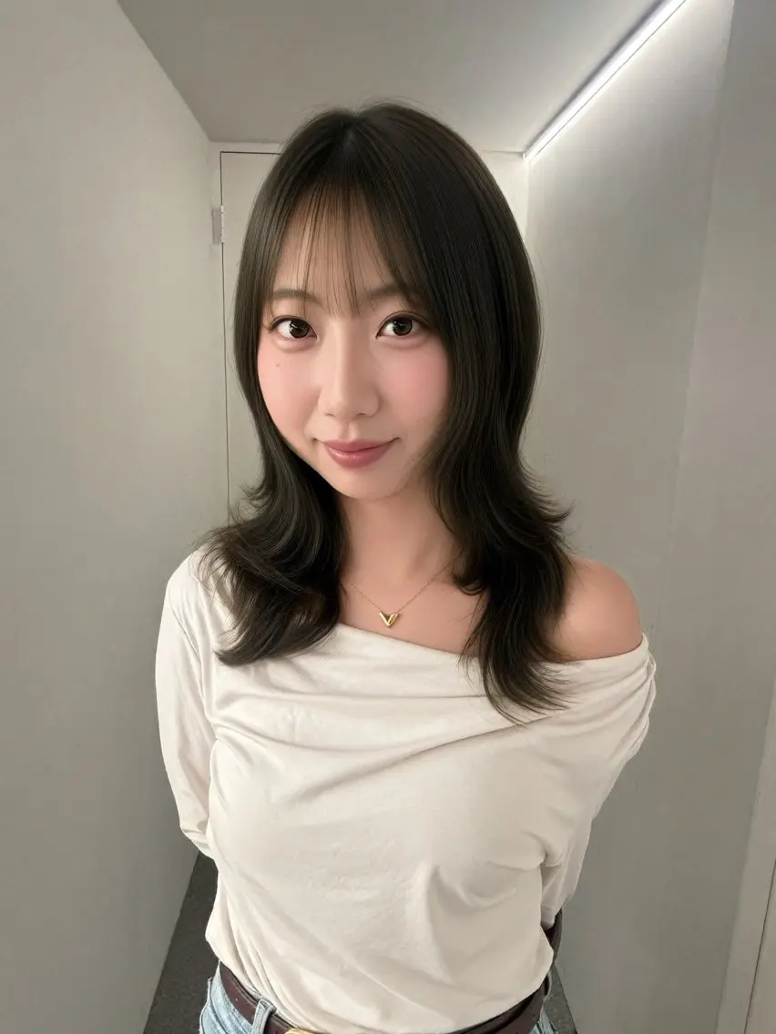 ミディアム カット ヘアカラー IROWどうもん店 ／はなのヘアスタイル