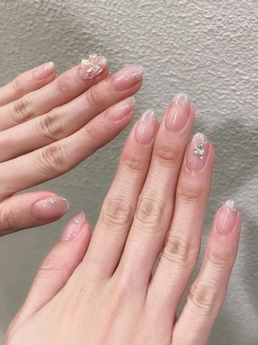 ネイル オーロラネイル リボン ハンドネイル ハンドケア 西日暮里駅徒歩1分/ NAIL106Gのネイルデザイン
